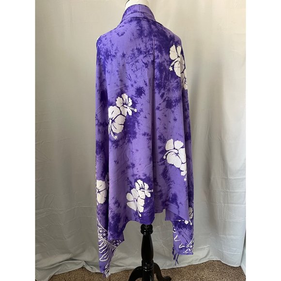Pareos Del Caribe Purple/White Tropical Print Fringe Trim Tapestry/Sarong/Shawl - Picture 8 of 12